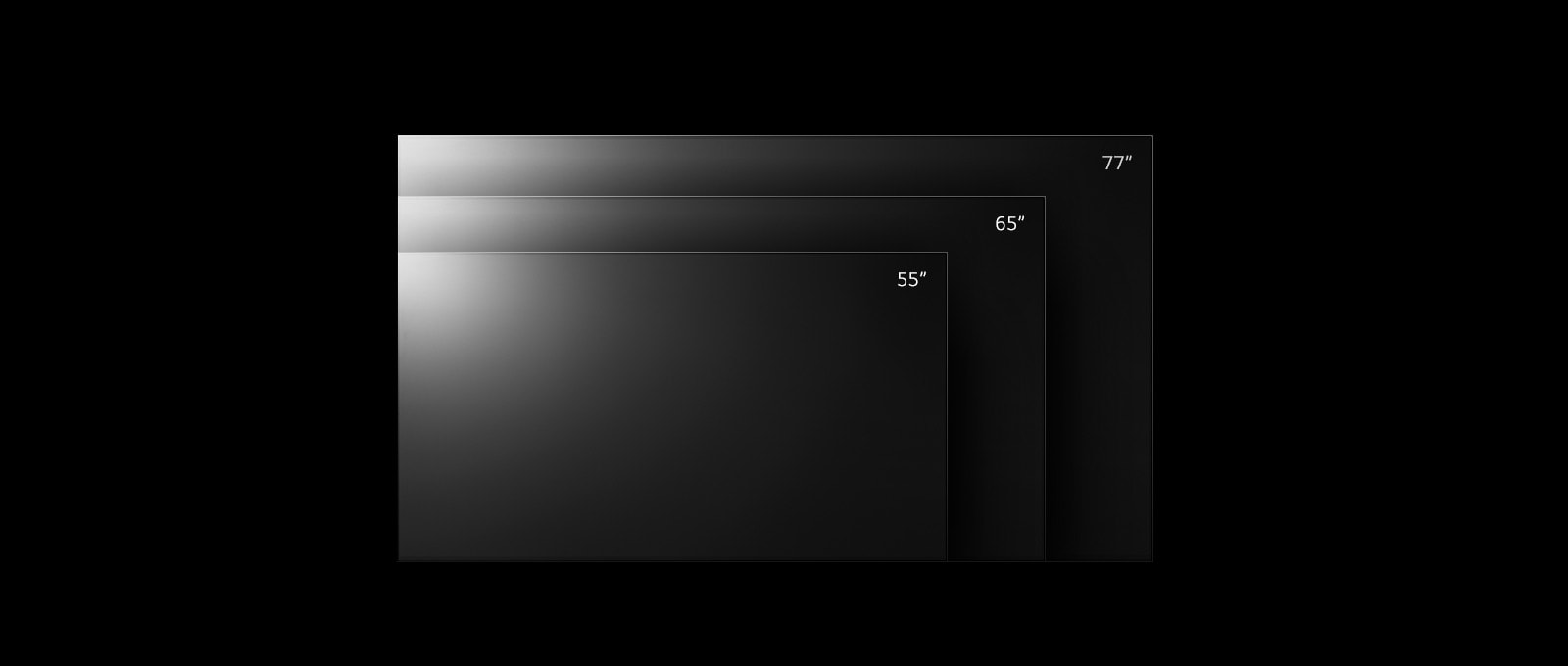 Телевизоры модели LG OLED G2 представлены в различных размерах от 55 до 77 дюймов.